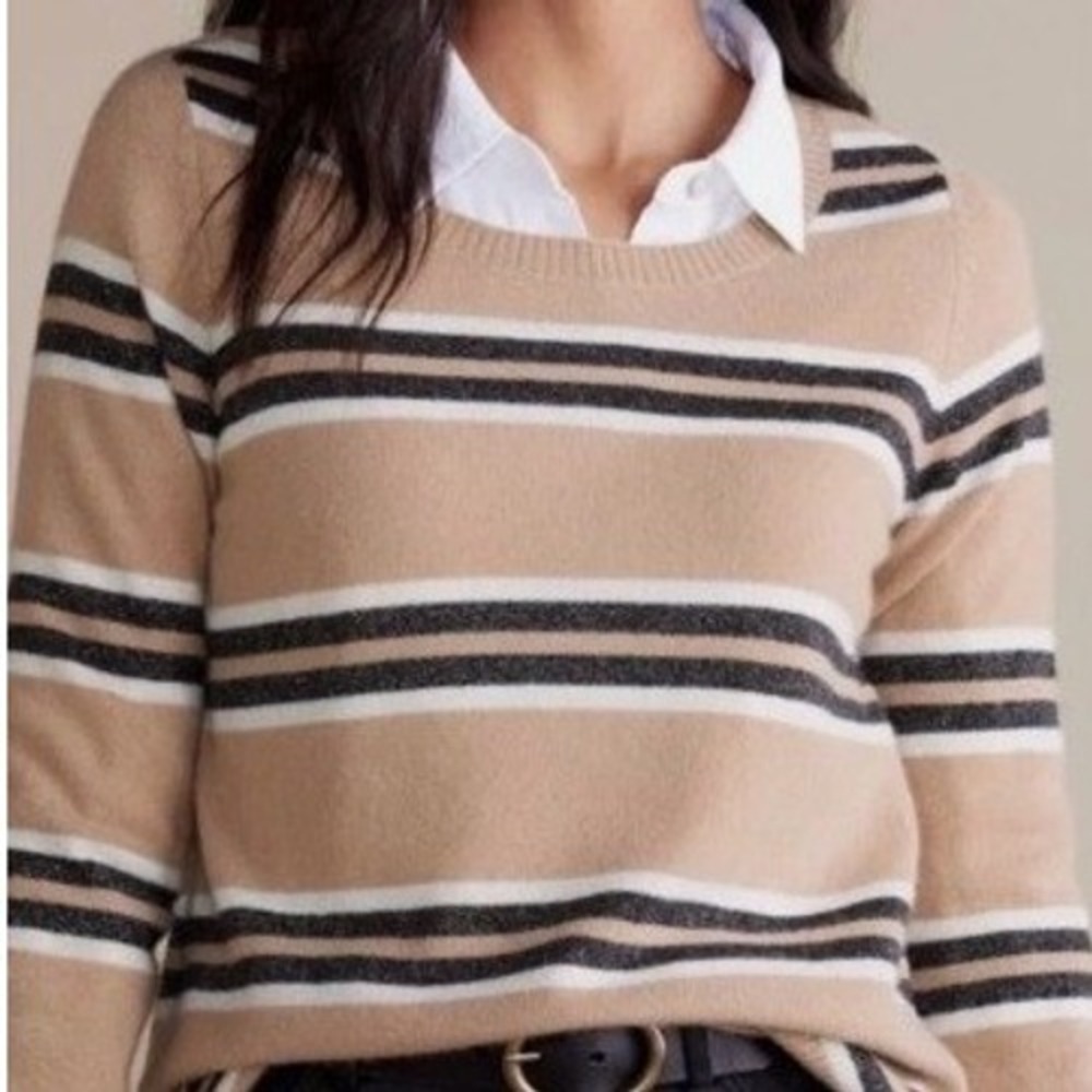 Soft Surroundings Shayna Cashmere Sweater Women's‎ Small Striped Metallic Preppy